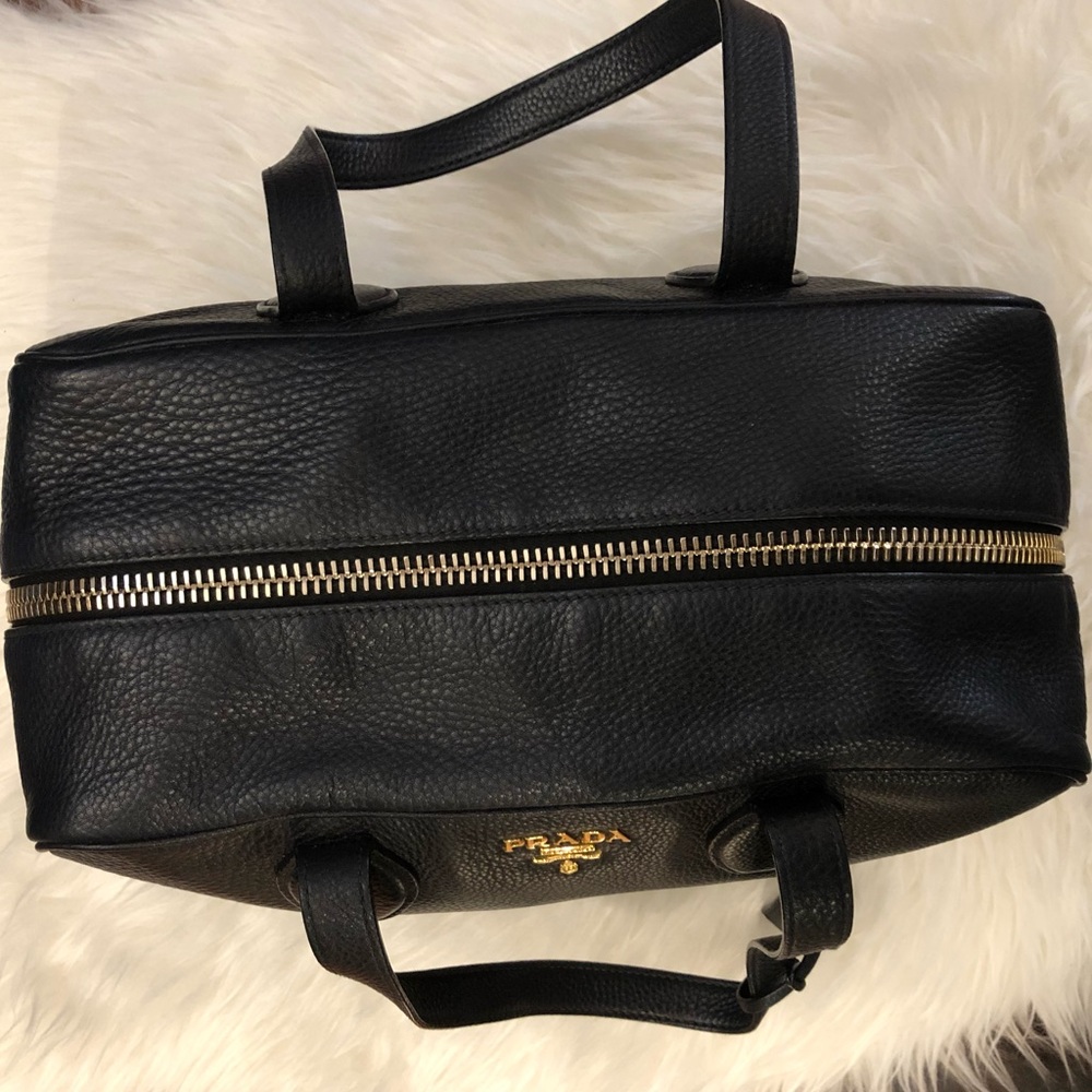 PRADA Blk Leather Bauletto Bag Pre-Loved Gorgeous - Picture 2 of 8